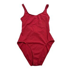 Hermes Bain One Piece Tania Jersey Perforated Swimsuit in Rouge Folie